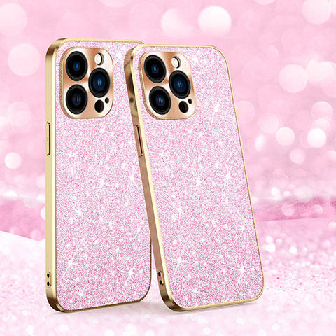 Coque Silicone Housse Etui Gel Bling-Bling AC1 pour Apple iPhone 14 Pro Or Rose