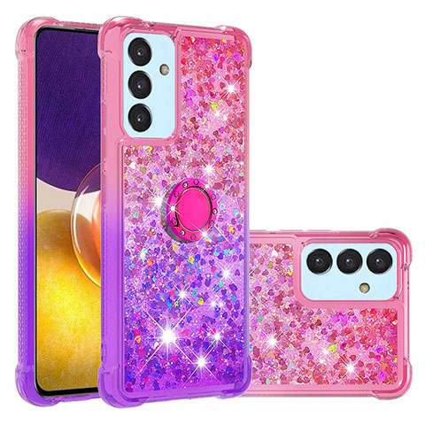 Coque Silicone Housse Etui Gel Bling-Bling avec Support Bague Anneau S02 pour Samsung Galaxy A25 5G Rose Rouge