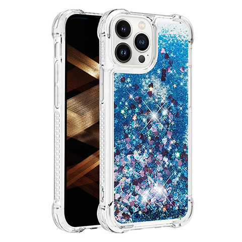 Coque Silicone Housse Etui Gel Bling-Bling S01 pour Apple iPhone 14 Pro Max Bleu