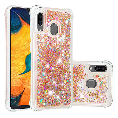 Coque Silicone Housse Etui Gel Bling-Bling S01 pour Samsung Galaxy A20 Or
