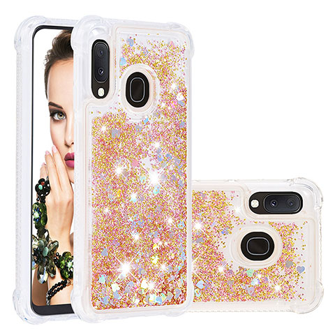 Coque Silicone Housse Etui Gel Bling-Bling S01 pour Samsung Galaxy A20e Or