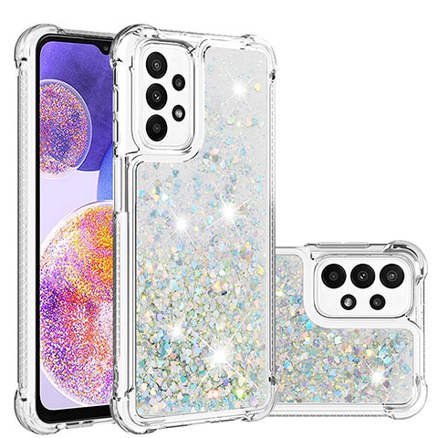 Coque Silicone Housse Etui Gel Bling-Bling S01 pour Samsung Galaxy A23 5G Argent