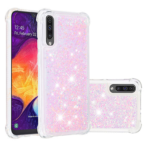 Coque Silicone Housse Etui Gel Bling-Bling S01 pour Samsung Galaxy A50S Rose
