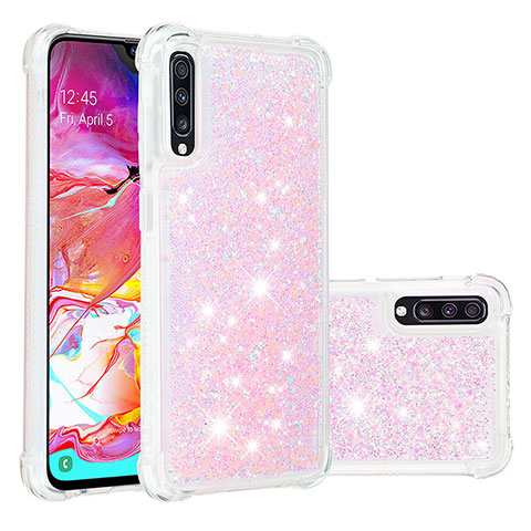Coque Silicone Housse Etui Gel Bling-Bling S01 pour Samsung Galaxy A70 Rose