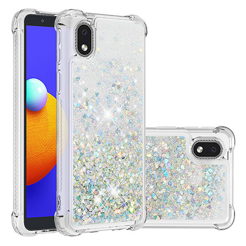 Coque Silicone Housse Etui Gel Bling-Bling S01 pour Samsung Galaxy M01 Core Argent