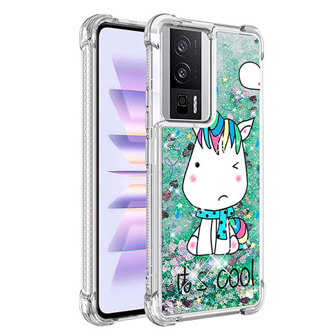 Coque Silicone Housse Etui Gel Bling-Bling S01 pour Xiaomi Poco F5 Pro 5G Vert