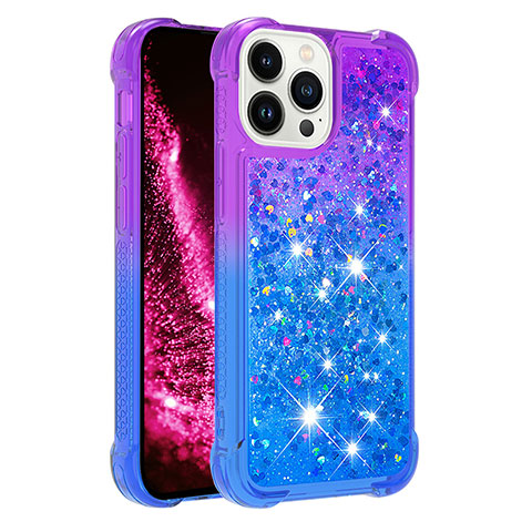Coque Silicone Housse Etui Gel Bling-Bling S02 pour Apple iPhone 15 Pro Violet