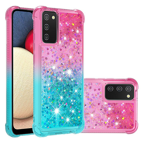 Coque Silicone Housse Etui Gel Bling-Bling S02 pour Samsung Galaxy A02s Rose