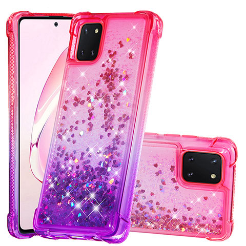 Coque Silicone Housse Etui Gel Bling-Bling S02 pour Samsung Galaxy A81 Rose Rouge
