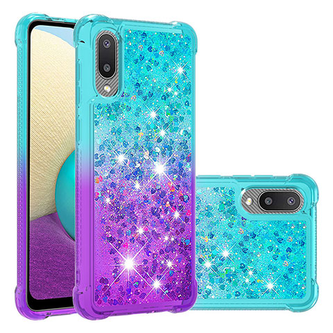 Coque Silicone Housse Etui Gel Bling-Bling S02 pour Samsung Galaxy M02 Bleu Ciel