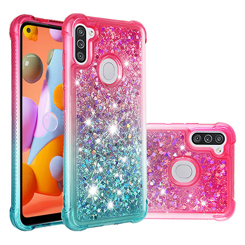 Coque Silicone Housse Etui Gel Bling-Bling S02 pour Samsung Galaxy M11 Rose