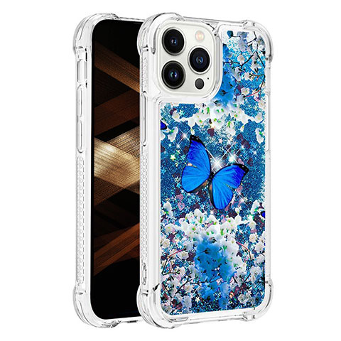 Coque Silicone Housse Etui Gel Bling-Bling S03 pour Apple iPhone 13 Pro Max Bleu