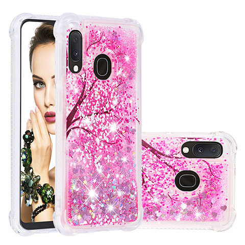 Coque Silicone Housse Etui Gel Bling-Bling S03 pour Samsung Galaxy A20e Rose Rouge