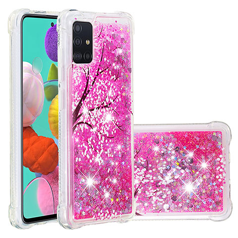 Coque Silicone Housse Etui Gel Bling-Bling S03 pour Samsung Galaxy A51 4G Rose Rouge