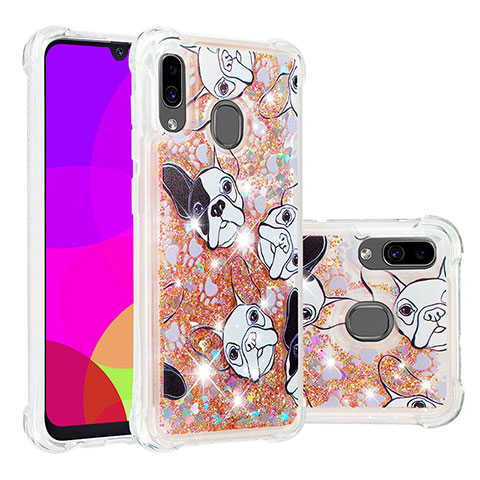 Coque Silicone Housse Etui Gel Bling-Bling S04 pour Samsung Galaxy A20 Or