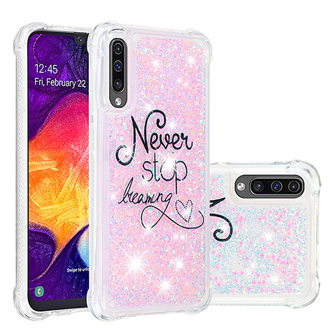 Coque Silicone Housse Etui Gel Bling-Bling S04 pour Samsung Galaxy A50S Rose