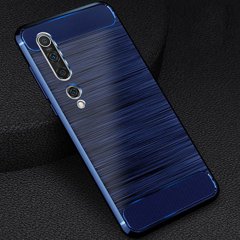 Coque Silicone Housse Etui Gel Line C01 pour Xiaomi Mi 10 Bleu