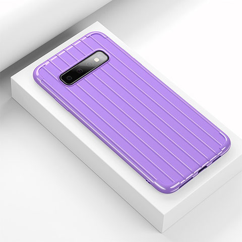 Coque Silicone Housse Etui Gel Line C02 pour Samsung Galaxy S10 Plus Violet