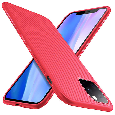 Coque Silicone Housse Etui Gel Line pour Apple iPhone 11 Pro Rouge