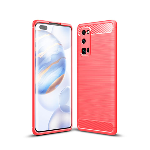 Coque Silicone Housse Etui Gel Line pour Huawei Honor 30 Pro+ Plus Rouge
