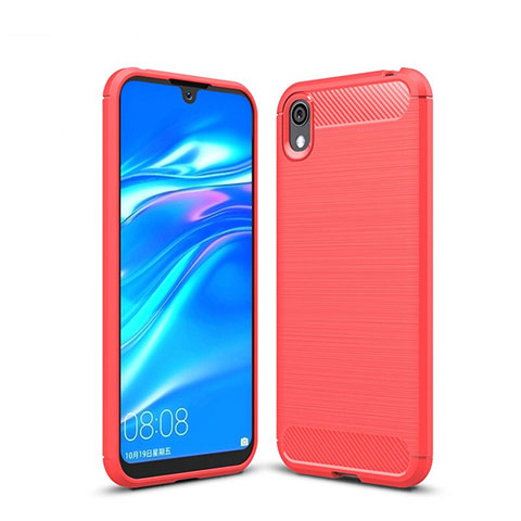 Coque Silicone Housse Etui Gel Line pour Huawei Honor Play 8 Rouge