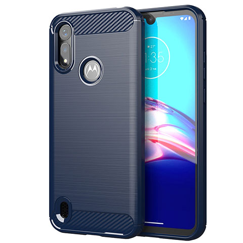 Coque Silicone Housse Etui Gel Line pour Motorola Moto E6s (2020) Bleu