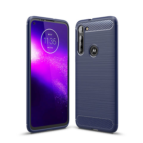 Coque Silicone Housse Etui Gel Line pour Motorola Moto G8 Power Bleu