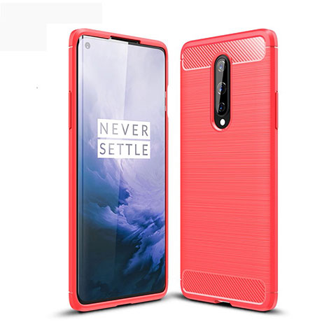 Coque Silicone Housse Etui Gel Line pour OnePlus 8 Rouge