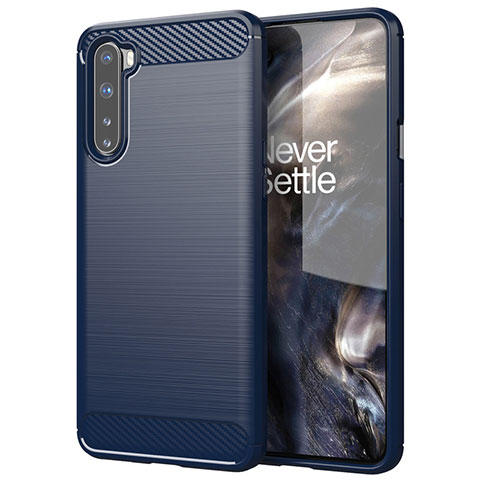 Coque Silicone Housse Etui Gel Line pour OnePlus Nord Bleu