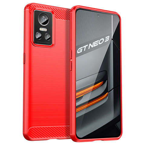 Coque Silicone Housse Etui Gel Line pour Realme GT Neo3 5G Rouge