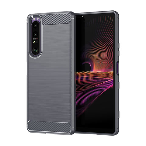 Coque Silicone Housse Etui Gel Line pour Sony Xperia 1 III Gris