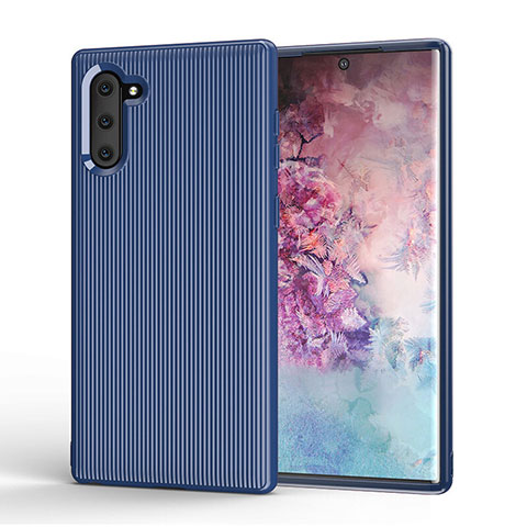 Coque Silicone Housse Etui Gel Line S01 pour Samsung Galaxy Note 10 5G Bleu