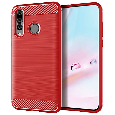 Coque Silicone Housse Etui Gel Serge pour Huawei P30 Lite Rouge