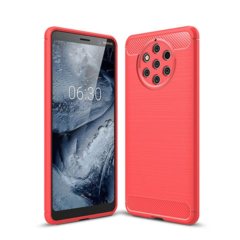 Coque Silicone Housse Etui Gel Serge pour Nokia 9 PureView Rouge