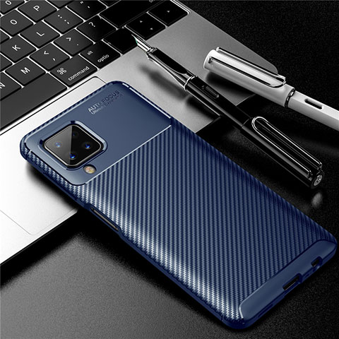 Coque Silicone Housse Etui Gel Serge pour Samsung Galaxy A12 Bleu