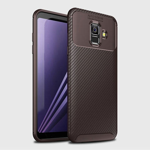 Coque Silicone Housse Etui Gel Serge pour Samsung Galaxy A6 (2018) Dual SIM Marron