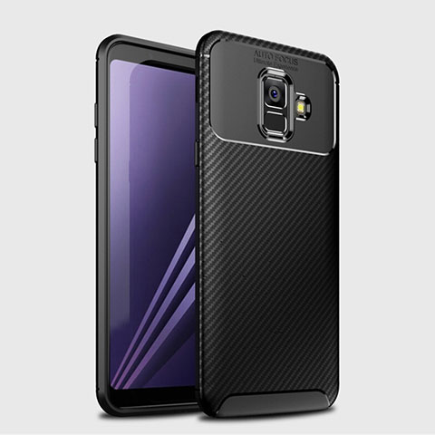 Coque Silicone Housse Etui Gel Serge pour Samsung Galaxy A6 (2018) Dual SIM Noir