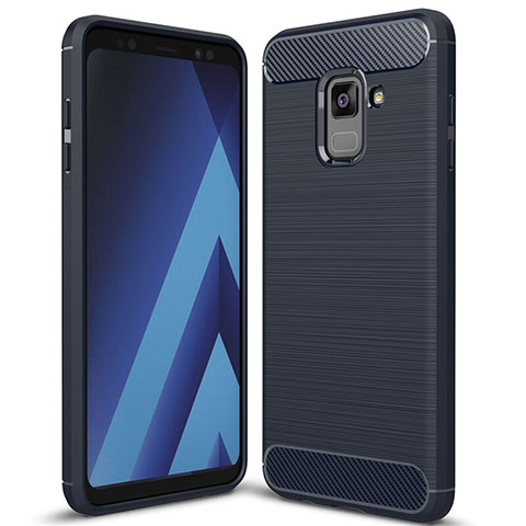 Coque Silicone Housse Etui Gel Serge pour Samsung Galaxy A8+ A8 Plus (2018) A730F Bleu