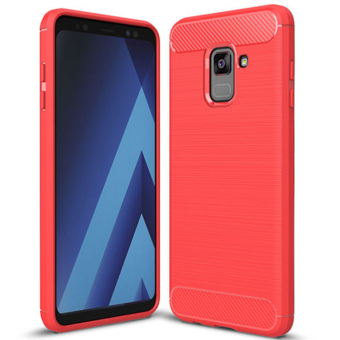 Coque Silicone Housse Etui Gel Serge pour Samsung Galaxy A8+ A8 Plus (2018) A730F Rouge