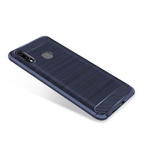 Coque Silicone Housse Etui Gel Serge pour Samsung Galaxy A9 Star SM-G8850 Bleu