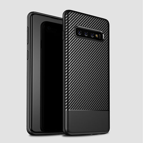 Coque Silicone Housse Etui Gel Serge pour Samsung Galaxy S10 Noir