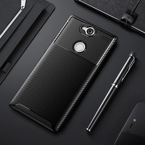 Coque Silicone Housse Etui Gel Serge pour Sony Xperia XA2 Plus Noir