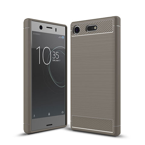Coque Silicone Housse Etui Gel Serge pour Sony Xperia XZ1 Compact Gris