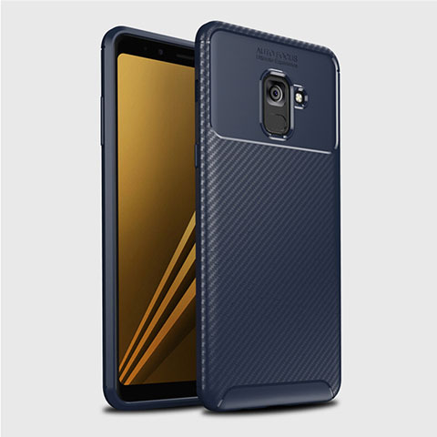 Coque Silicone Housse Etui Gel Serge S01 pour Samsung Galaxy A8+ A8 Plus (2018) Duos A730F Bleu