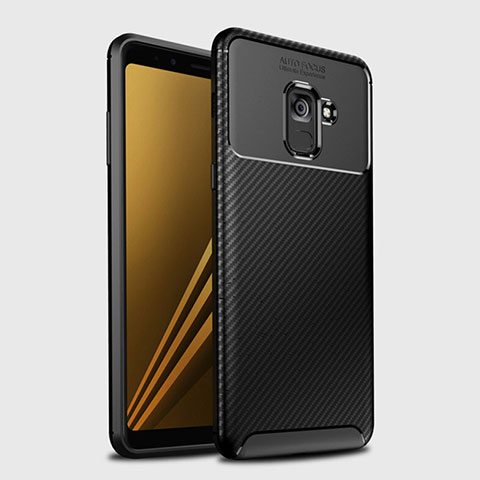 Coque Silicone Housse Etui Gel Serge S01 pour Samsung Galaxy A8+ A8 Plus (2018) Duos A730F Noir