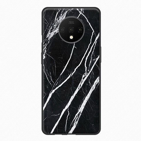 Coque Silicone Motif de Grain de Bois Souple Couleur Unie pour OnePlus 7T Noir