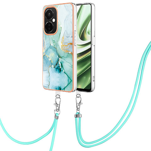 Coque Silicone Motif Fantaisie Souple Couleur Unie Etui Housse avec Laniere Strap Y05B pour OnePlus Nord CE 3 5G Vert