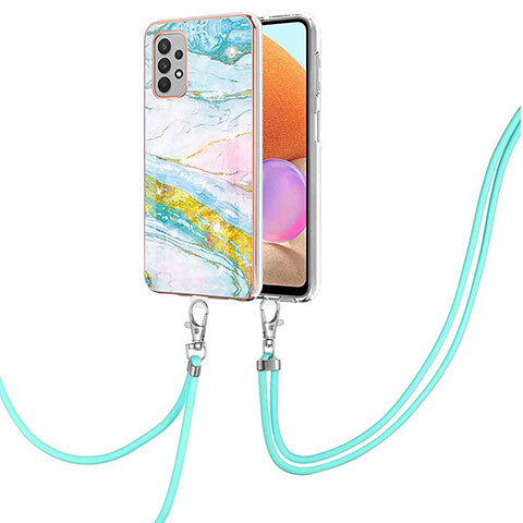 Coque Silicone Motif Fantaisie Souple Couleur Unie Etui Housse avec Laniere Strap Y05B pour Samsung Galaxy M32 5G Colorful