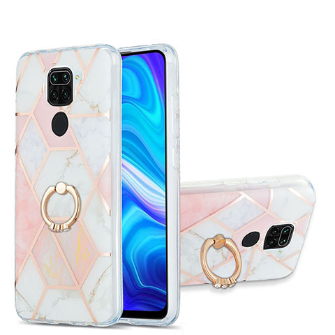 Coque Silicone Motif Fantaisie Souple Couleur Unie Etui Housse avec Support Bague Anneau Y01B pour Xiaomi Redmi 10X 4G Rose