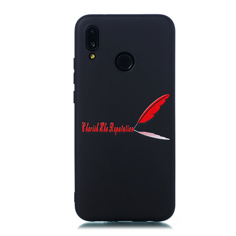 Coque Silicone Motif Fantaisie Souple Couleur Unie Etui Housse S06 pour Huawei P20 Lite Rouge